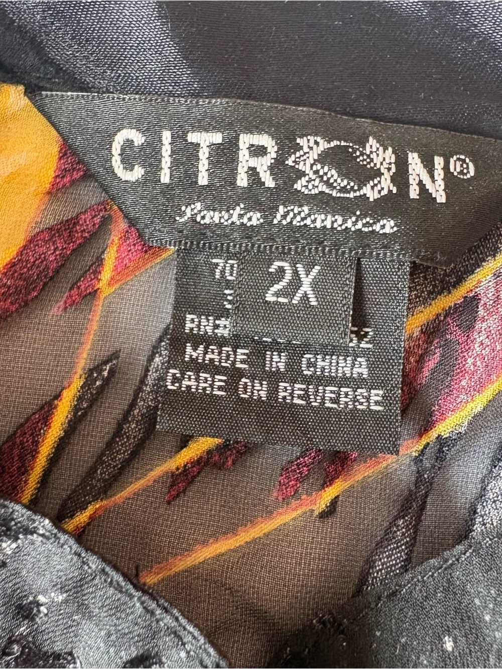 Vintage Citron Santa Monica Silk Butterfly Burnout Top 2X - Picture 9 of 12